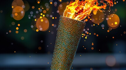 olympic torch on black background 