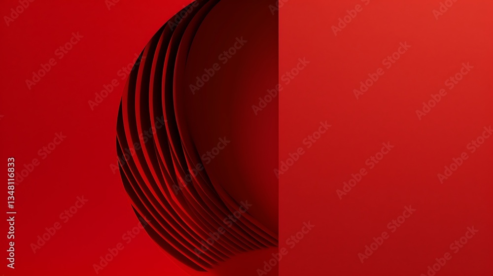 Poster abstract red layered circular design minimalist art