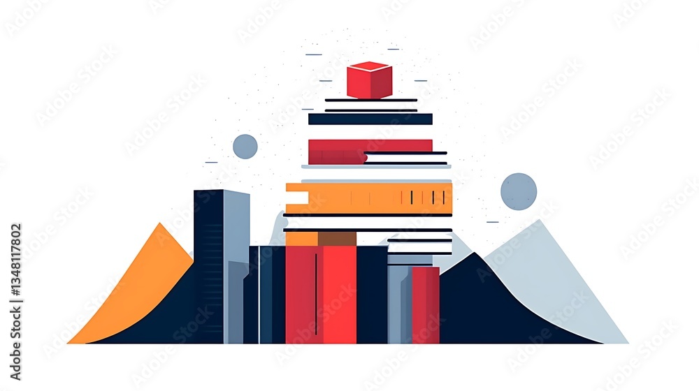 Poster abstract geometric structure stacked blocks mountains