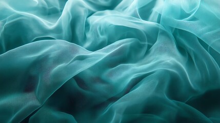 Obraz premium Flowing Turquoise Fabric Texture Background in Elegant Soft Waves
