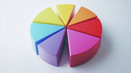 Obraz premium Colorful 3D Pie Chart: Data Visualization