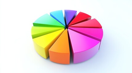 Obraz premium Vibrant Rainbow Pie Chart: Data Visualization in 3D