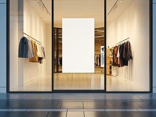 Modern Boutique Storefront for Blank Sign.