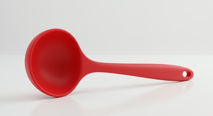 Red Ladle on White Surface for Cooking and Kitchen Use