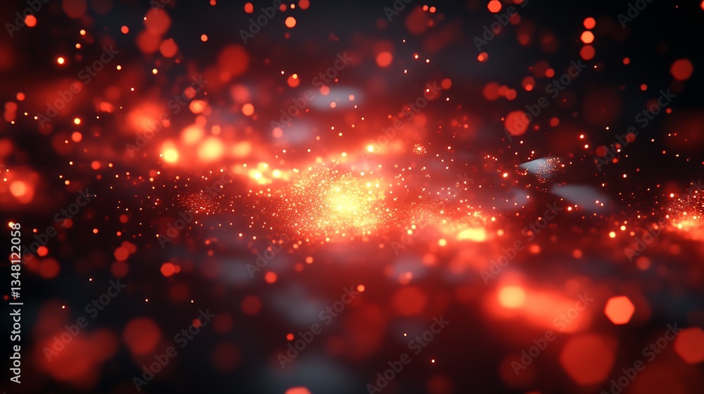 Poster Illuminated cosmic particles forming a mesmerizing abstract pattern on a dark backdrop : Generative AI