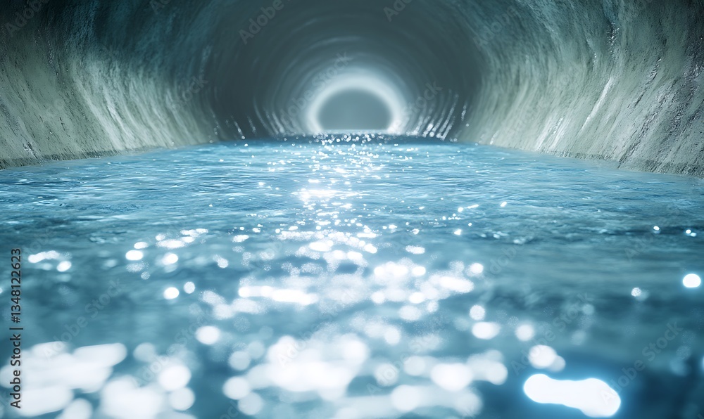 Poster a mesmerizing underwater scene with sunlight illuminating sparkling water.
