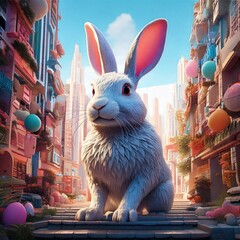 イースターエッグとウサギ