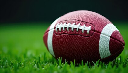 Fototapeta premium Close-up of an American football, laces prominent, clean background, game day