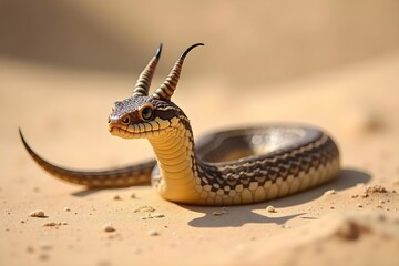 Obraz premium A Horned Viper Blending into the Sandy Terrain
