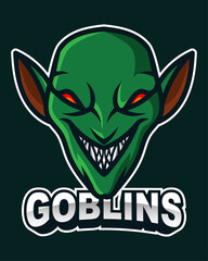 Goblin drawing illustration. Vector logo 