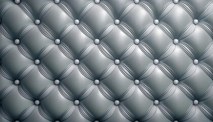 close up of tufted leather surface in soft light gray color with buttons 3d illustration