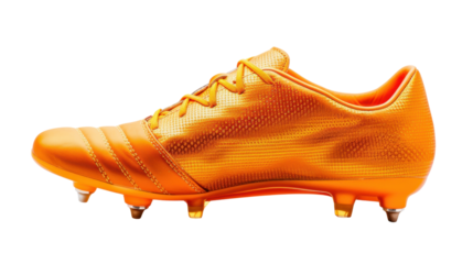 Orange soccer shoe isolated on transparent background