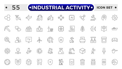 Industrial Activity outline icon related to medicine manufacturing, medical, production, pharma, factory, for, industry, science, machine, capsule.