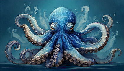 Obraz premium blue octopus art