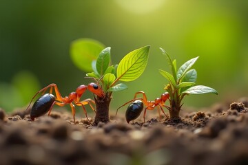 Leafcutter Ants Carrying Foliage Back to Their Nest with Precision