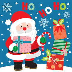 Santa Claus and Character Christmas For Christmas Card or Bag design