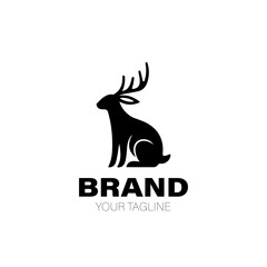 Jackalope Logo. Jackalope Logo Design. Jackalope Logo Brand. Jackalope Logo Vector Design Isolated on White Background