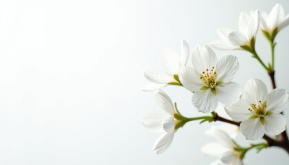 Obraz premium Delicate white blossoms against pure white backdrop, art, texture, soft