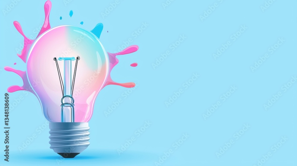 Poster lightbulb idea creative thinking a lightbulb with colorful paint splatters, representing creative ex