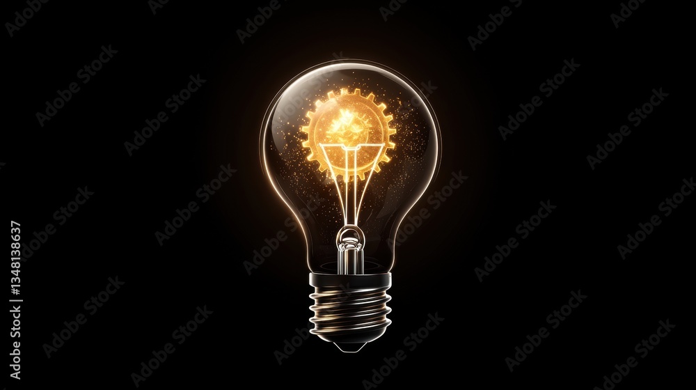 Aufkleber lightbulb idea creative thinking a lightbulb with gears turning inside, symbolizing the process of t