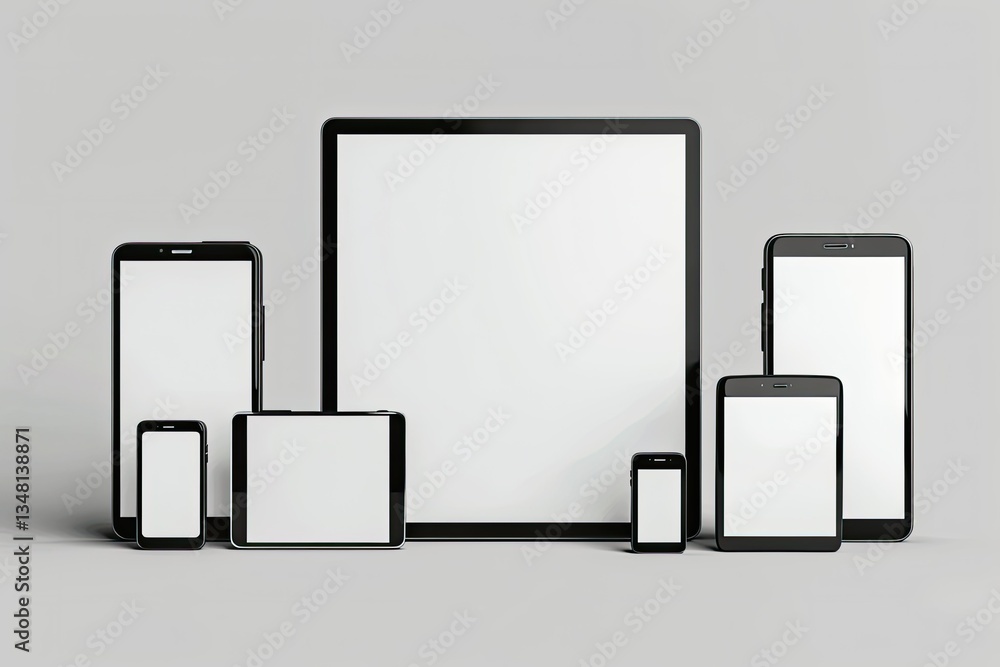 Poster sharp image of modern digital tech device collection