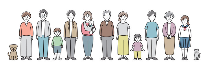 家族イラスト　全身