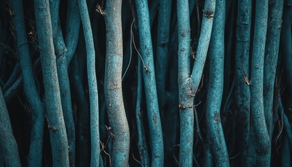 Intricate Tree Roots Texture in Teal Hue with Interesting Wood Details