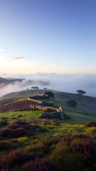 Serene Dawn Over Rolling Hills