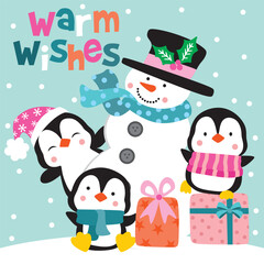 Snowman For Christmas Card or Bag design