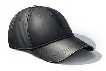 Fototapeta premium Illustration of a black baseball cap with a white background
