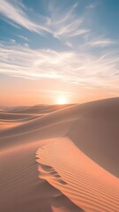 Serene Desert Sunset with Footprints