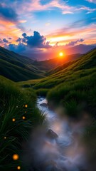 Serene Dusk Over Rolling Hills