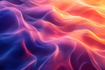 Obraz premium Abstract red background with flowing lines, smoke, light, and waves in a fluid, satin-like design featuring blue, black, and fiery elements