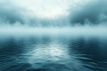 Fototapeta premium Blue ocean under a cloudy sky with ripples in the water.