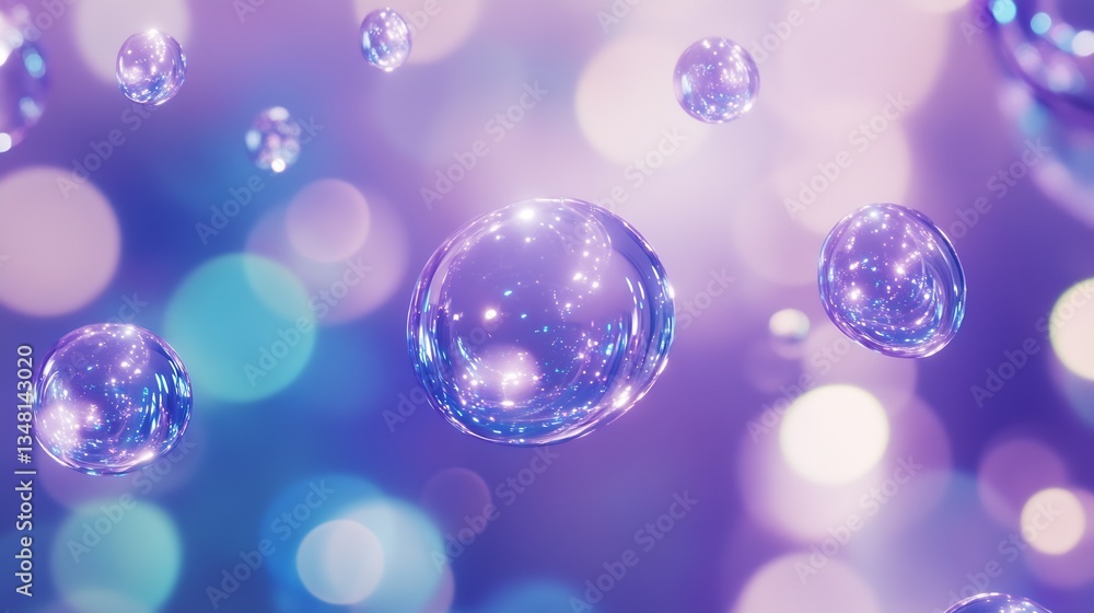 Fototapete glowing bubbles floating in a colorful dreamy atmosphere with a mesmerizing pastel backdrop : genera
