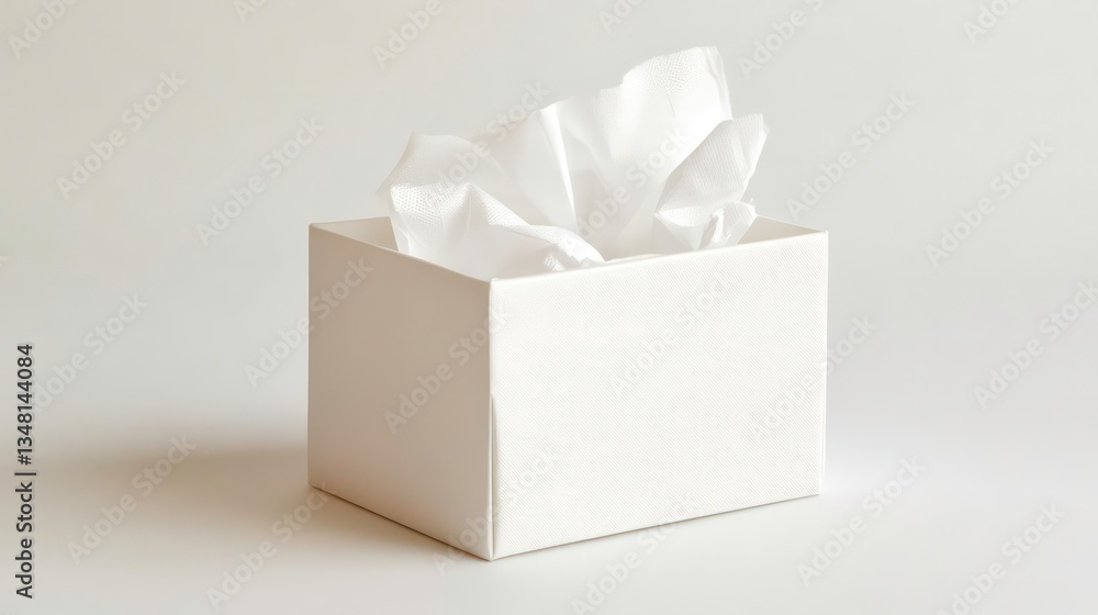 Poster white box with tissues on a plain background. possible use packaging mock-up