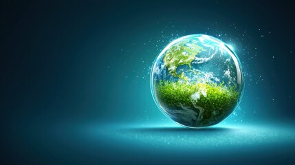 Fototapeta premium earth icon A glossy Earth icon with a transparent background, modern and sleek design.