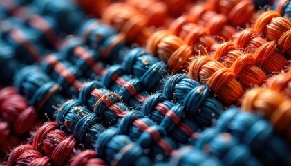 Obraz premium Woven fabric, intricate detail Close-up shot reveals subtle thread variations , wallpaper, seamless pattern