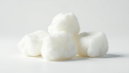 Lumps of refined white sugar against white backdrop, white background, sugar, candy
