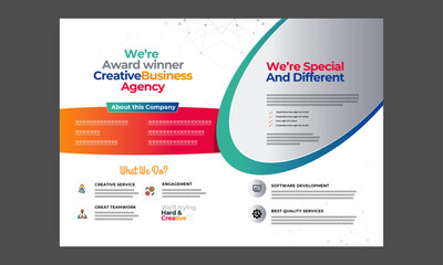 Bifold Back. Modern Corporate business postcard, digital marketing agency postcard design, EDDM Postcard, suitable for Landscape flyer or Landscape brochure cover design