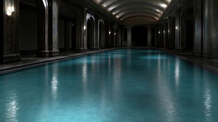 Luxurious indoor pool in a grand hall