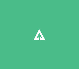 Letter A Triangle Logo with Arrow with Green Background. 