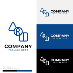 basis shapes also letter A, R and T or ART logo symbol icon flat stock vector design