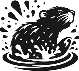 Beaver shaking off water droplets after a swim vector