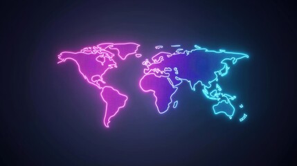 World Map Glow World map outlined with glowing neon lines, futuristic and eye catching.