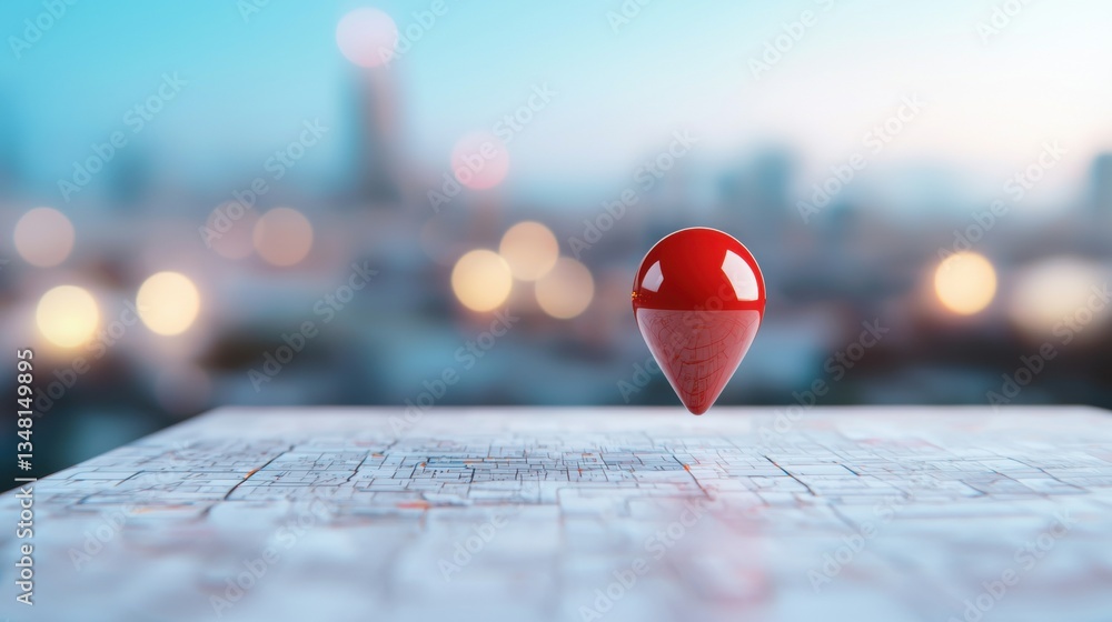 Leinwandbilder icon pin location map a red pin icon placed on a detailed city map, highlighting a specific location