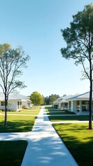 Fototapeta premium Serene Suburban Landscape with Modern Homes