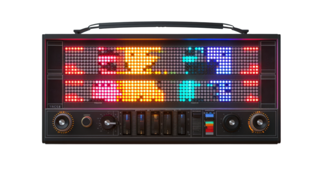 Vintage boombox playing music on transparent background - Powered by Adobe