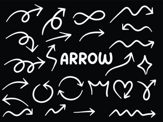 Set of icons with ARROW theme. With doodle style. For layout, website, graphic design.