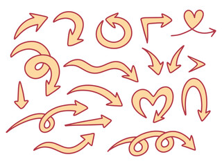 Set of icons with ARROW theme. With doodle style. For layout, website, graphic design.